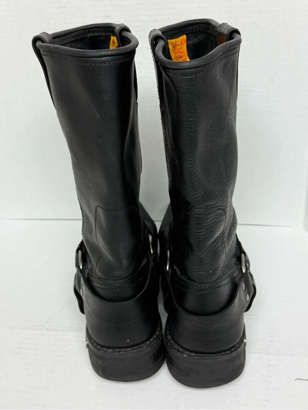Xelement 1442 Classic Mens Black Leather Motorcycle Biker Harness Boots Size 10